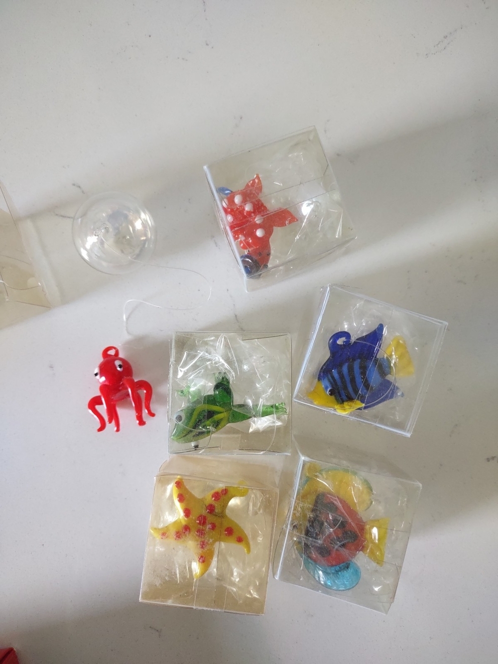 Hand Blown Glass Floating Animal Lot 6 Mini Bubble Marine Aquarium Decor Murano